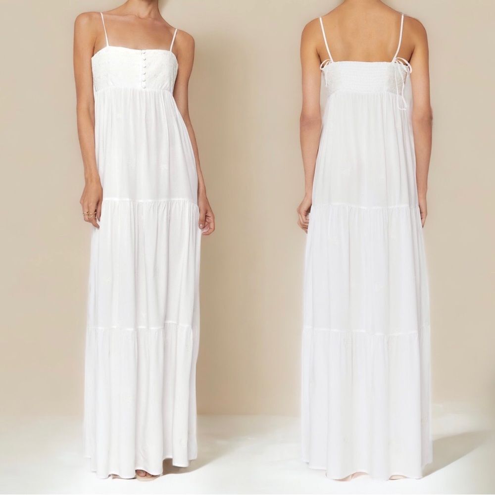 Spiritual Gangster Dolce Embroidered Off White Cream Maxi Dress Women’s Size XS